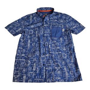 Disney Parks Star Wars Blueprints Allover Print Button Up Shirt Saber Vader Sz M